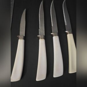 Vintage Set 4 Regent Sheffield Ivory/White Handled Steak Knives